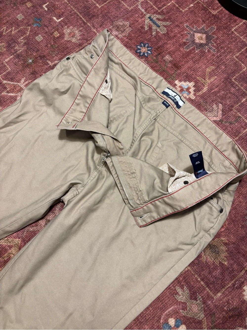 johnnie-O Men’s Beige Chino Pants Slim Fit Flat Front cotton blend khaki stretch